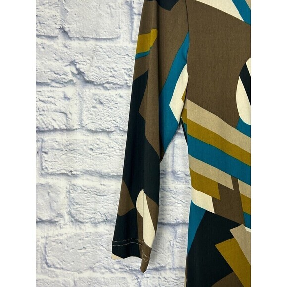 Tahari Arthur S Levine Dress Womens Sz 2 Abstract Multi Color Gathered Waist T4 - Picture 7 of 12